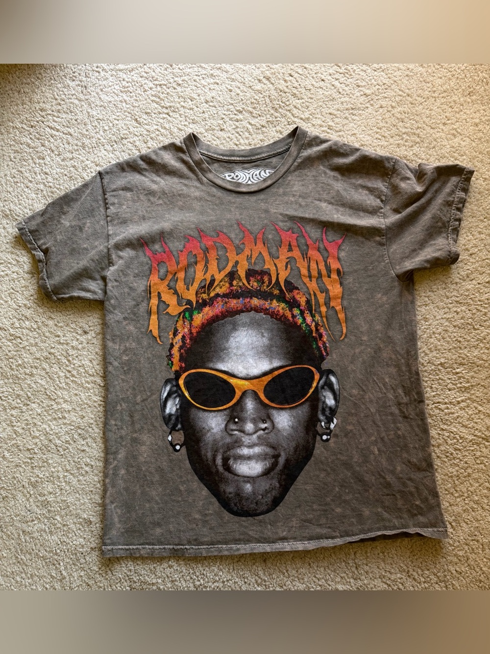 Official Rodman Brand Acid Wash Graphic Tee | Size Small 🏀🔥